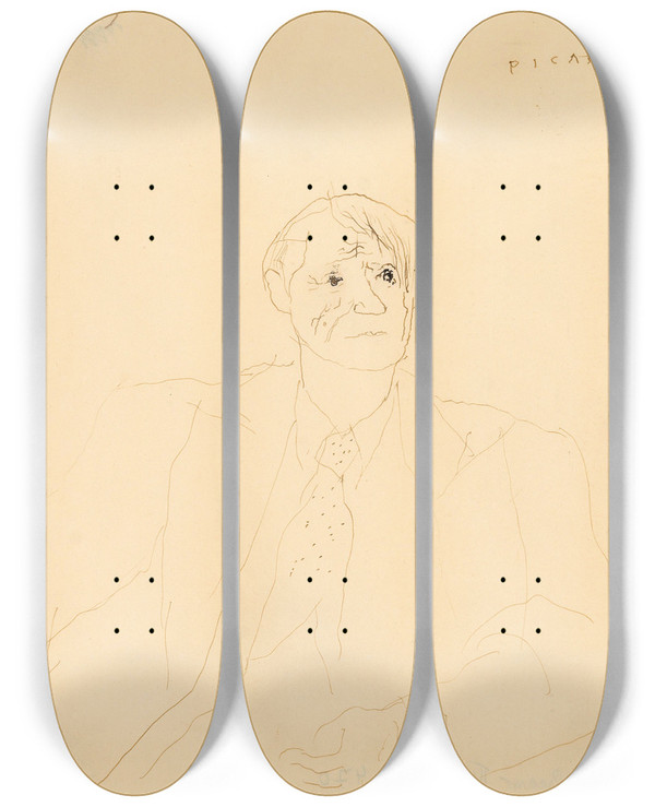 Triptych art skateboard deck of Wilhelm Thny Picasso by Wilhelm Thony (1888-1949)