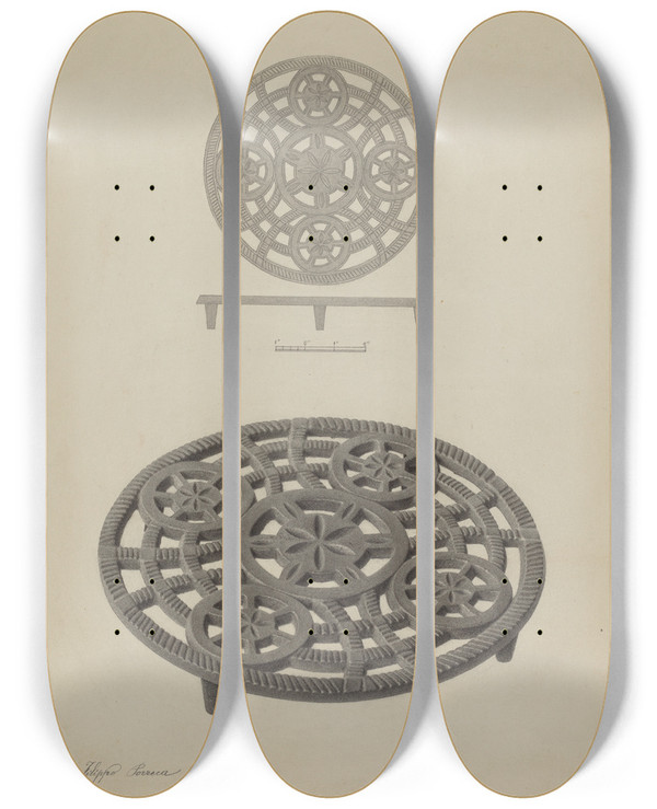 Triptych art skateboard deck of Filippo Porreca Pa German Trivet_3 by Filippo Porreca