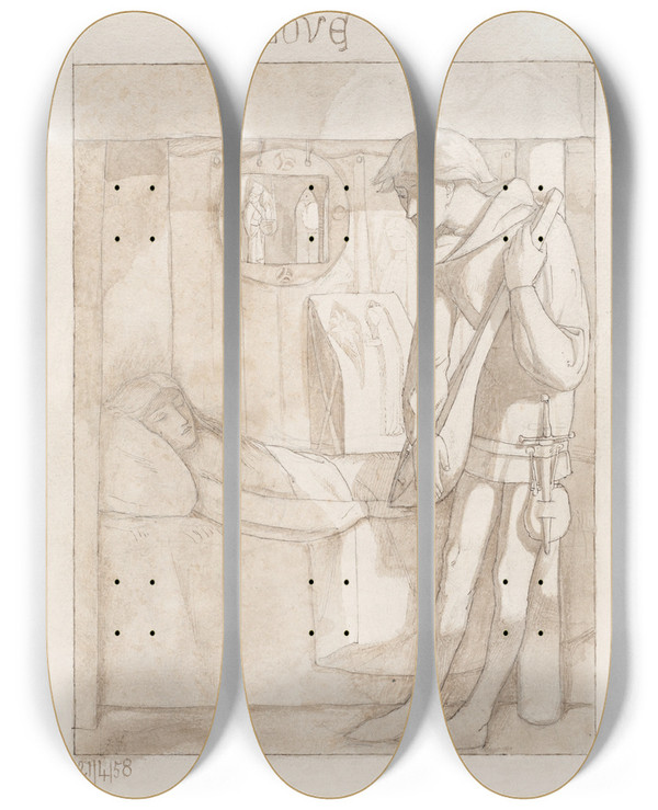 Triptych art skateboard deck of Simeon Solomon Love_2 by Simeon Solomon (1840-1905)