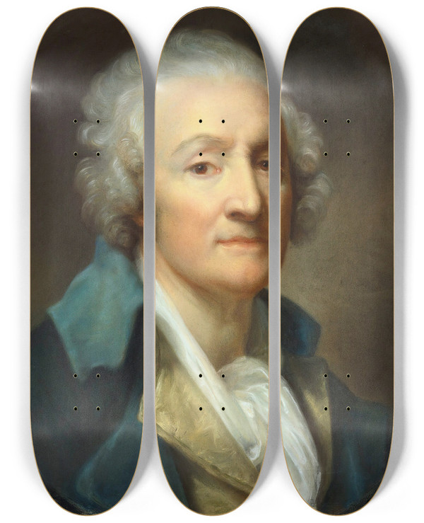 Triptych art skateboard deck of Jeanbaptiste Greuze Selfportrait by Jean-Baptiste Greuze (1725-1805)