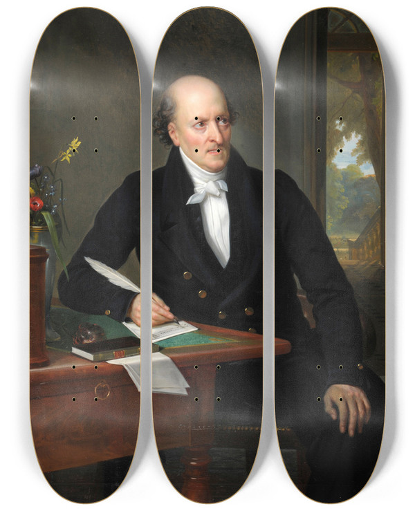 Triptych art skateboard deck of Jeanbaptistelouis Germain Ren Castel by Jean-Baptiste-Louis Germain (1782-1842)