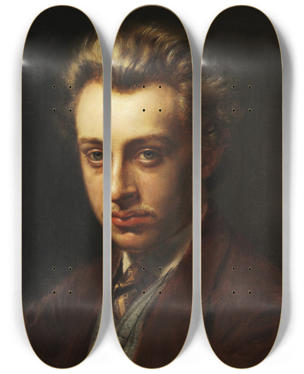 Triptych art skateboard deck of Peder Severin Kryer Portrt Af Maleren Frans Schwartz by Peder Severin Kroyer (1851-1909)