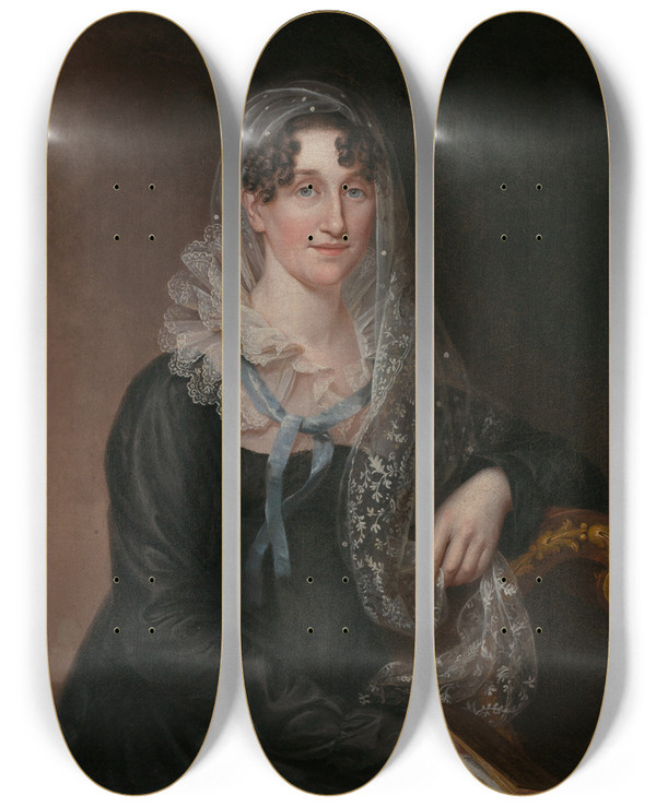 Triptych art skateboard deck of James Peale Portrait Of A Lady by James Peale (1749-1831)