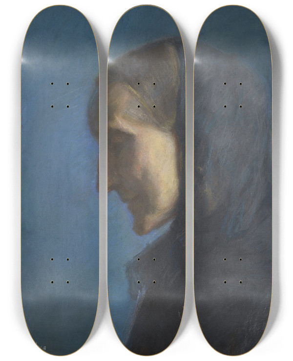Triptych art skateboard deck of Anna Ancher Ane Hedvig Brndum The Artists Mother by Anna Ancher (1859-1935)