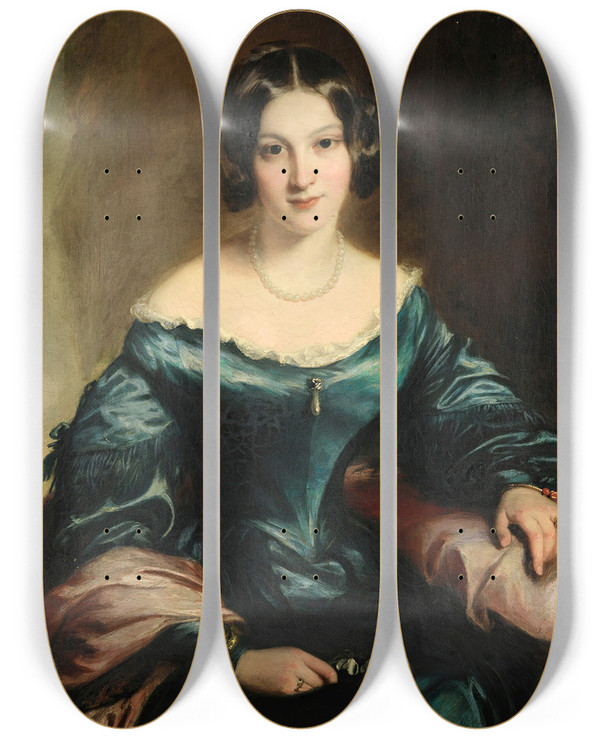 Triptych art skateboard deck of Sir Francis Grant Portraitof Lady Eleonor Fitzroy by Sir Francis Grant (1803-1878)
