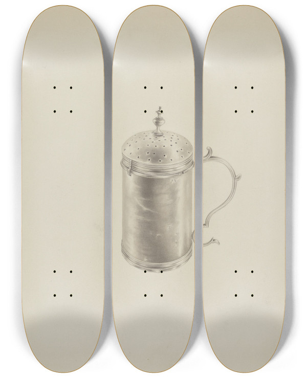Triptych art skateboard deck of Hester Duany Silver Caster_2 by Hester Duany (1891-1964)