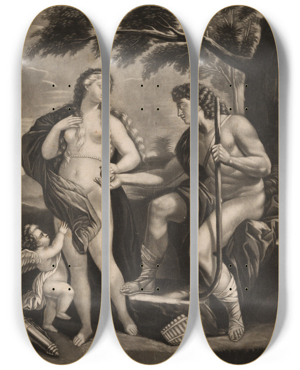 Triptych art skateboard deck of British 18Th Century Judgment Of Paris by British 18Th Century (18-)