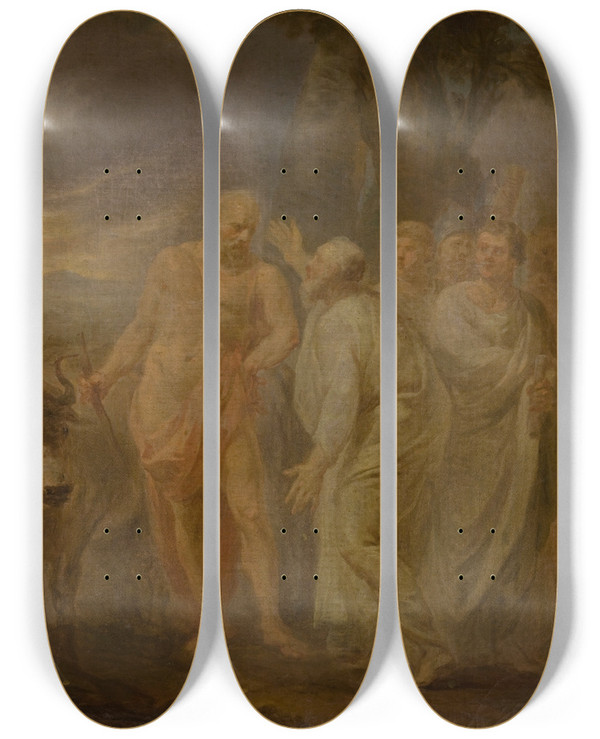 Triptych art skateboard deck of Marcello Bacciarelli Cincinnatus by Marcello Bacciarelli (1731-1818)