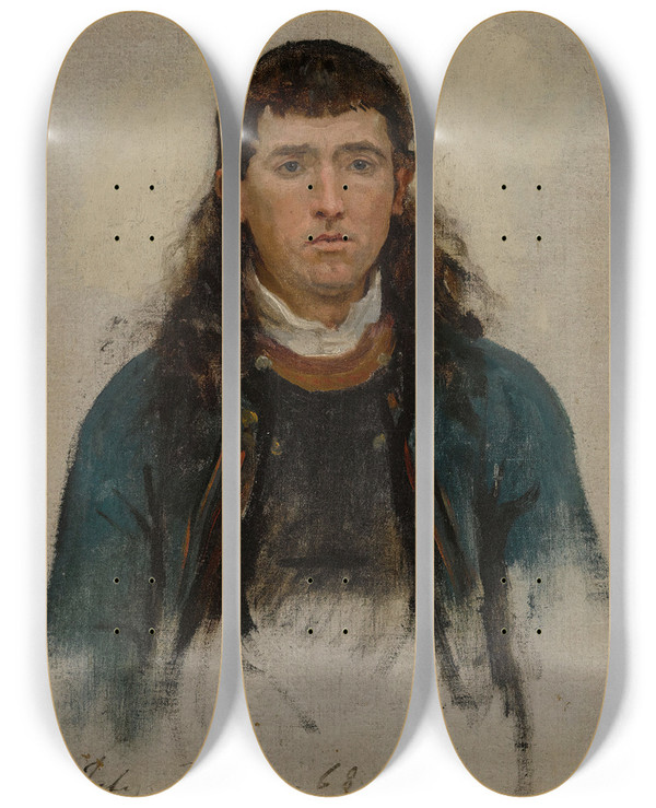 Triptych art skateboard deck of Jules Breton Portrait Dhommestudy Forun Grand Pardon Breton by Jules Breton (1827-1906)
