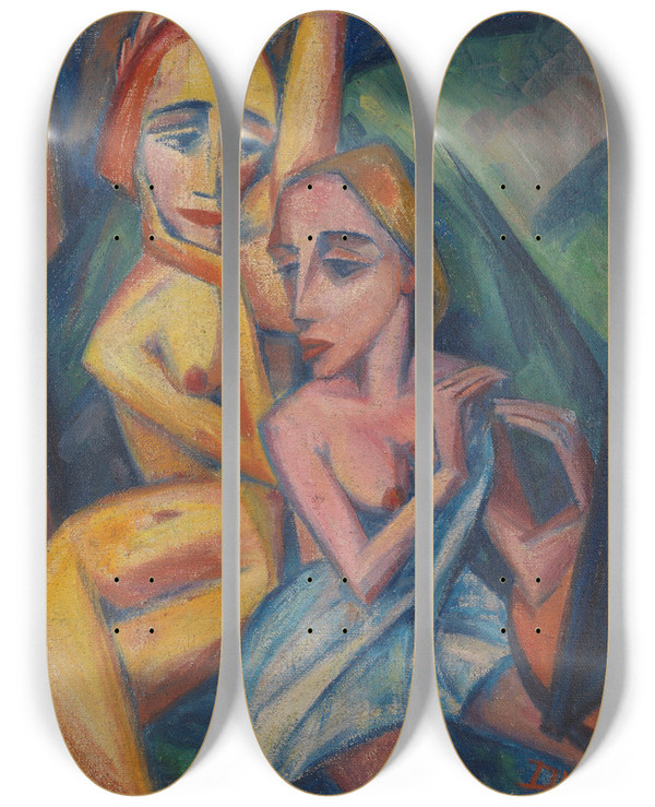 Triptych art skateboard deck of Dorothea Maetzeljohannsen Berredung by Dorothea Maetzel-Johannsen (1886-1930)