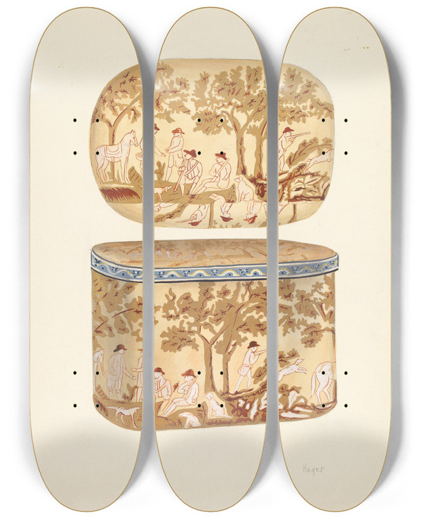 Triptych art skateboard deck of Lee Hager Bandbox_2 by Lee Hager