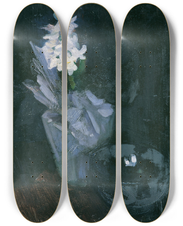 Triptych art skateboard deck of Karoline Kubin Hyazinthe by Karoline Kubin (1870-1942)