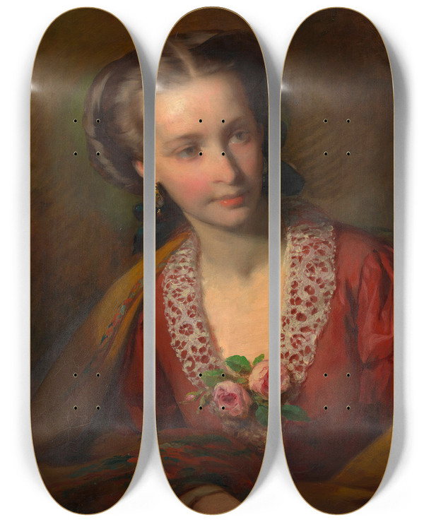 Triptych art skateboard deck of Friedrich Von Amerling Hermine Amerling Schwgerin Friedrich Amerlings by Friedrich Von Amerling (1803-1887)