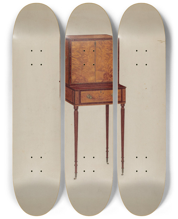 Triptych art skateboard deck of Francis Borelli Desk by Francis Borelli
