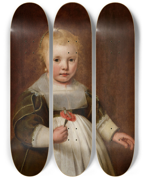 Triptych art skateboard deck of Jacob Gerritsz Cuyp Portrait Of A Little Girl by Jacob Gerritsz Cuyp (1594-1652)