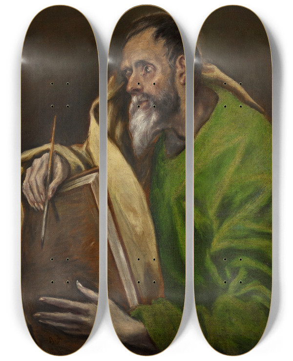 Triptych art skateboard deck of El Greco Domenikos Theotokopoulos St Luke by El Greco Domenikos Theotokopoulos (1540-1614)