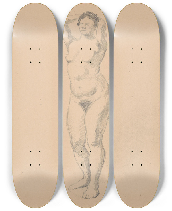 Triptych art skateboard deck of Tefan Polkorb Sketchbook With Nudes_25 by Stefan Polkorab