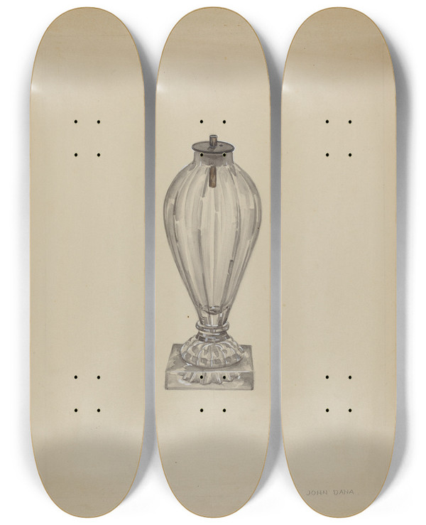 Triptych art skateboard deck of John Dana Spark Lamp_2 by John Dana (1935)