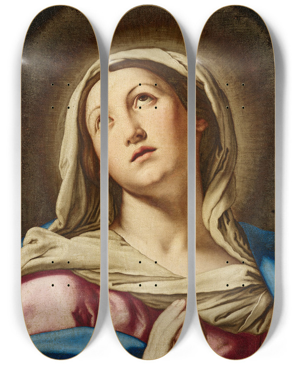 Triptych art skateboard deck of Giovanni Battista Salvi Da Sassoferrato The Madonna At Prayer_3 by Giovanni Battista Salvi Da Sassoferrato (1609-1685)
