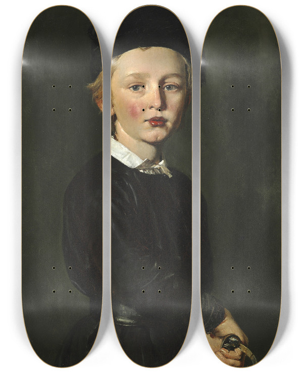 Triptych art skateboard deck of Christian Albrecht Jensen Portrt Af Kunstnerens Sn Peter by Christian Albrecht Jensen (1792-1870)