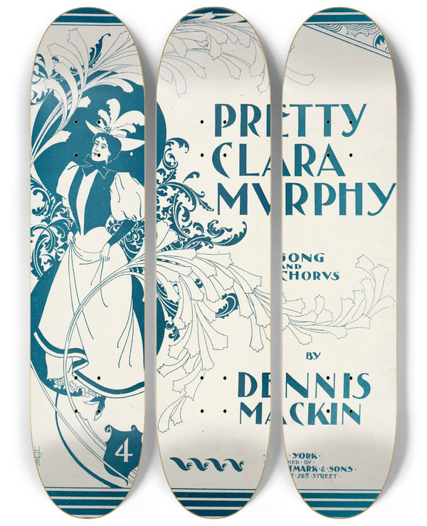 Triptych art skateboard deck of H Carter Pretty Clara Murphy by H Carter (19-20-)