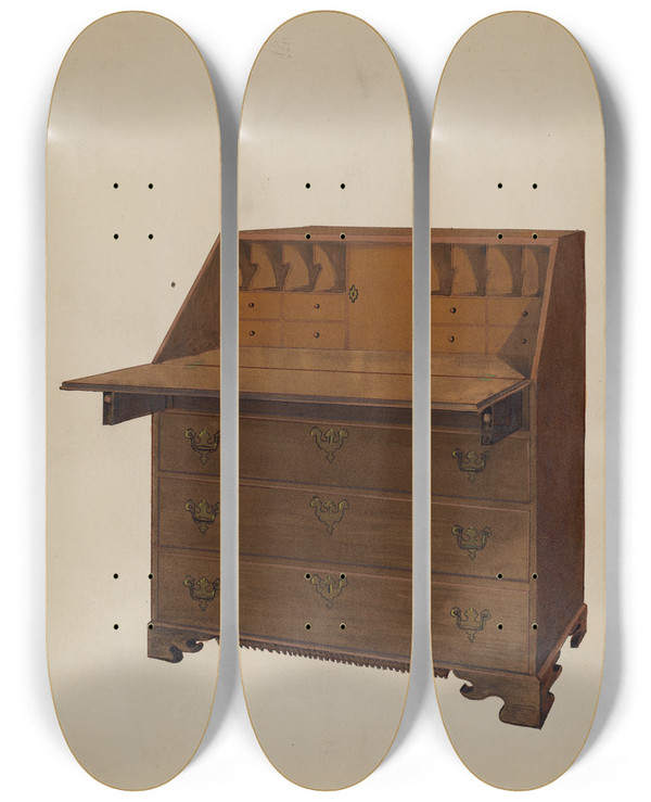 Triptych art skateboard deck of Fred Weiss Desk_2 by Fred Weiss
