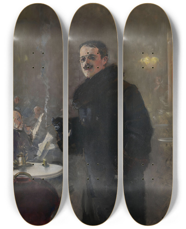 Triptych art skateboard deck of Christian Krohg Portrait Of The Painter Gerhard Munthe by Christian Krohg (1852-1925)