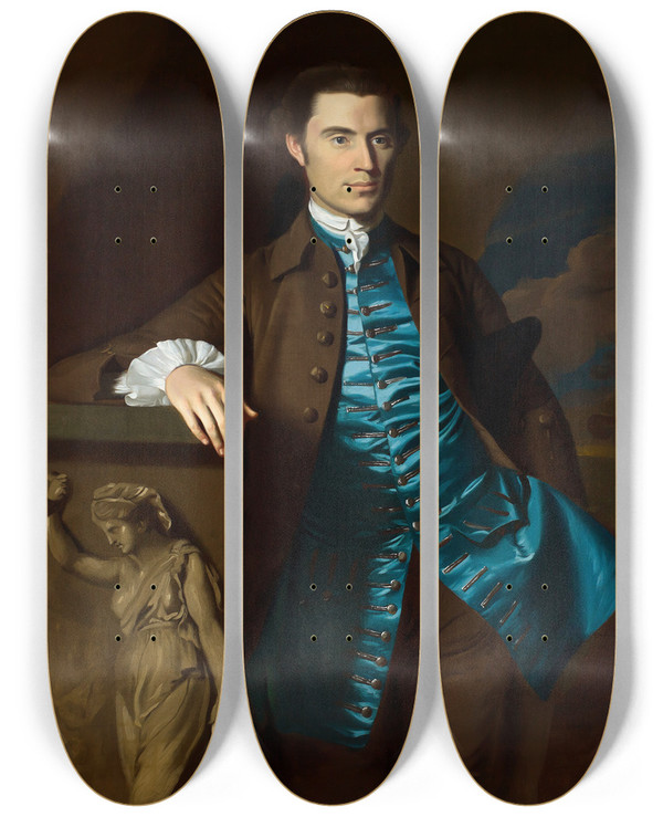 Triptych art skateboard deck of John Singleton Copley Thaddeus Burr by John Singleton Copley (1738-1815)