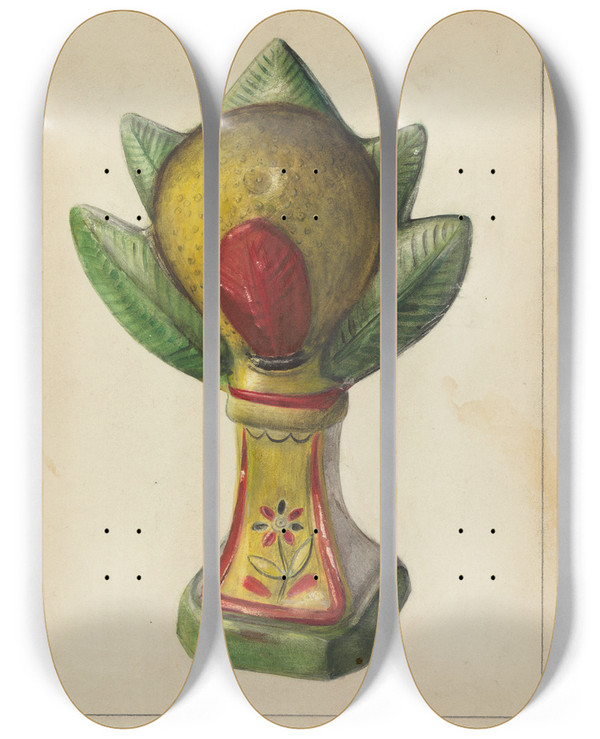 Triptych art skateboard deck of Mina Lowry Chalkware by Mina Lowry (1894-1942)
