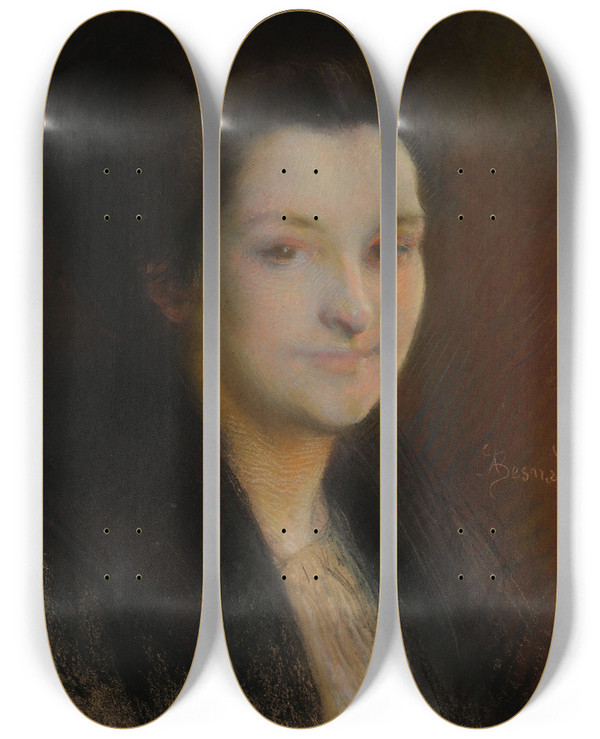 Triptych art skateboard deck of Albert Besnard Le Silence by Albert Besnard (1849-1934)