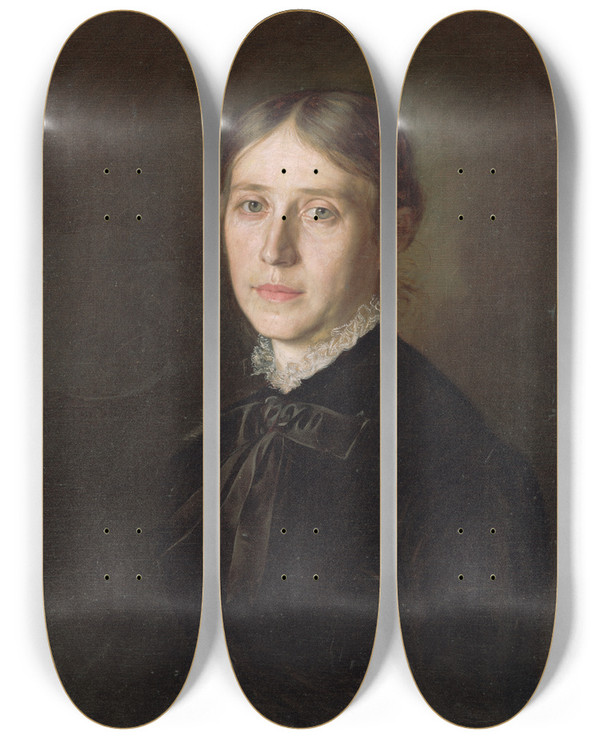 Triptych art skateboard deck of Kornel Boh Portrait Of Mrs Boorov Kornel Boh by Kornel Bohun (1858-1902)