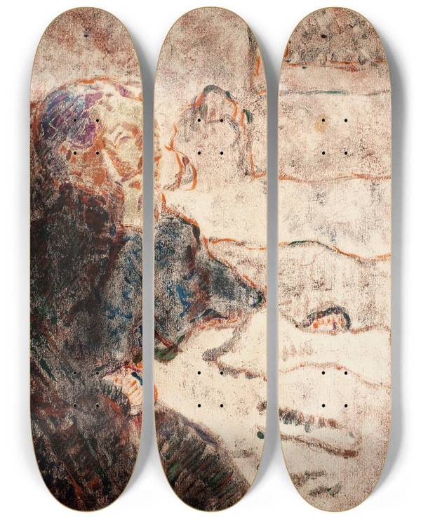 Triptych art skateboard deck of Alvar Cawn Iti by Alvar Cawen (1886-1935)