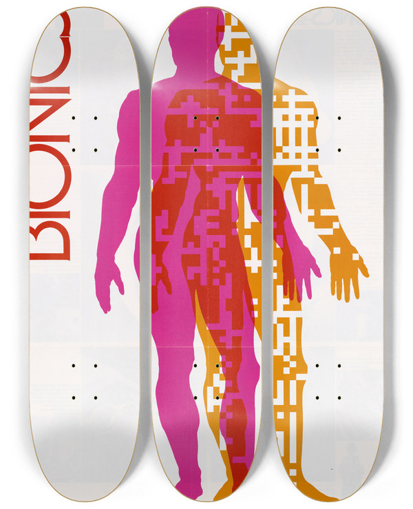 Triptych art skateboard deck of Us Information Agency Bionics by U S Information Agency (1953-1999)