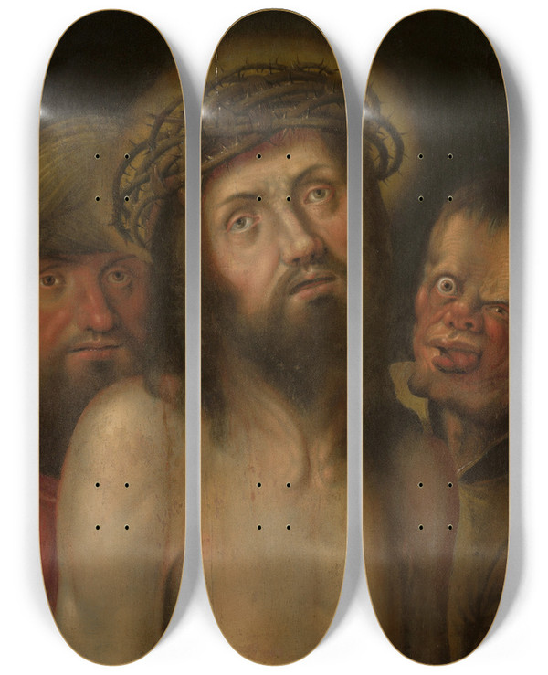 Triptych art skateboard deck of Hans Hoffmann Ecce Homo by Hans Hoffmann (1545-1592)