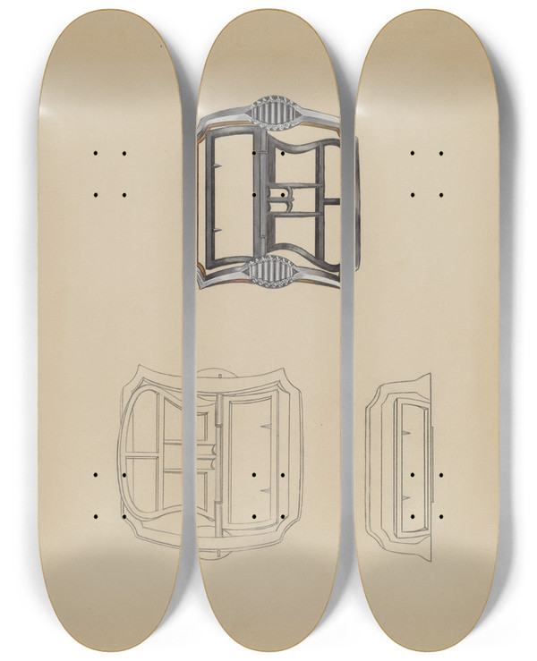 Triptych art skateboard deck of John Dieterich Shoe Buckles_2 by John Dieterich