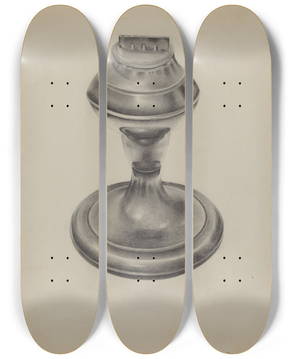 Triptych art skateboard deck of Amelia Tuccio Lamp by Amelia Tuccio (20-)
