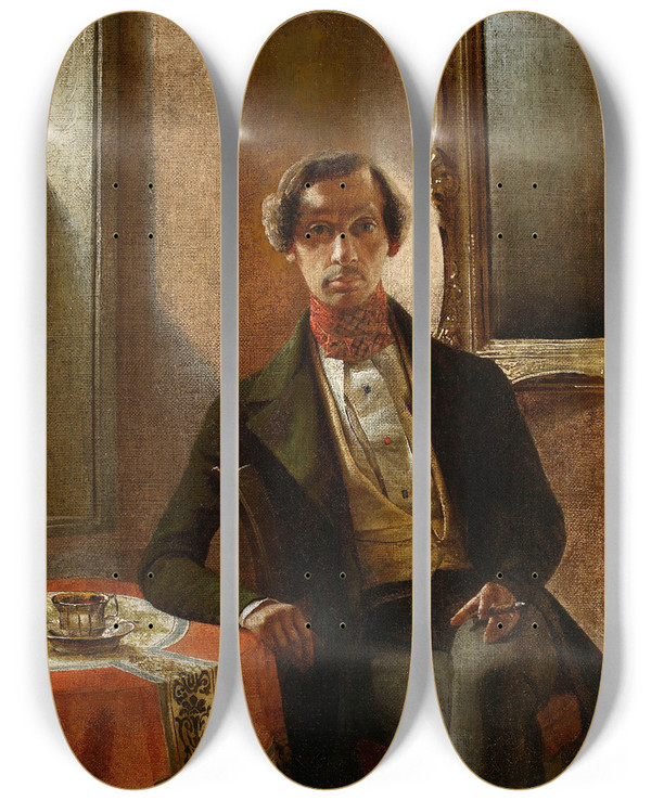 Triptych art skateboard deck of Marcin Zaleski Selfportrait by Marcin Zaleski (1796-1877)