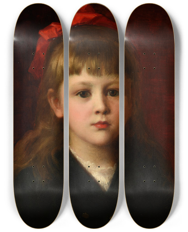 Triptych art skateboard deck of Jean Benner Portrait De Fillette by Jean Benner (1836-1909)