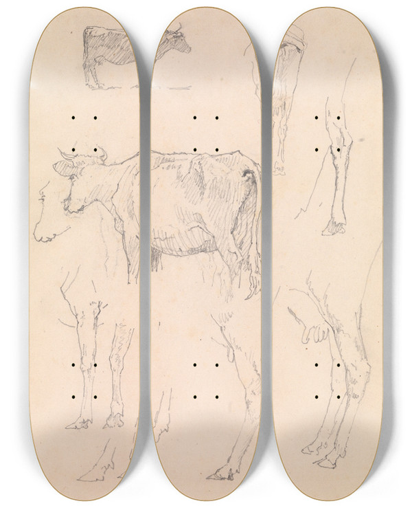 Triptych art skateboard deck of Christen Kbke Ker by Christen Kobke (1810-1848)