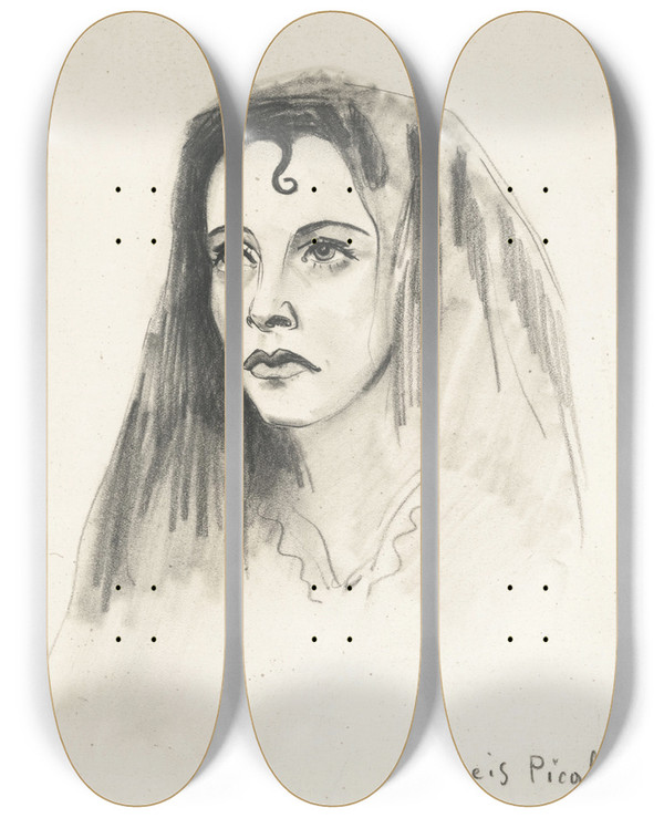 Triptych art skateboard deck of Francis Picabia Espagnole_1 by Francis Picabia (1879-1953)