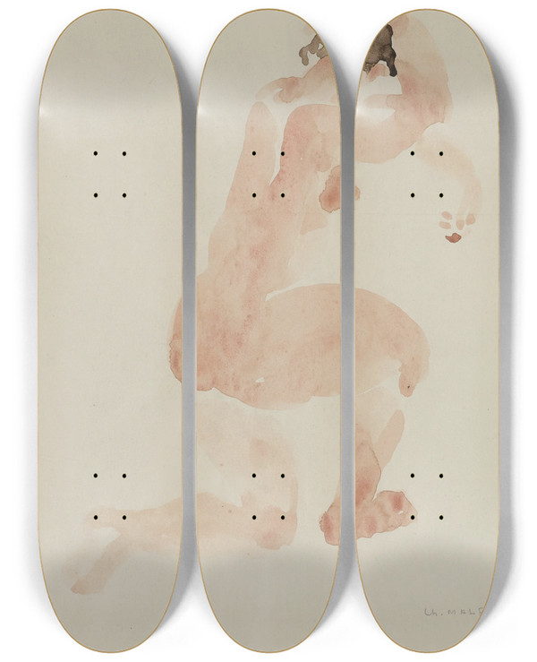 Triptych art skateboard deck of Charles Malfray Female Nude by Charles Malfray