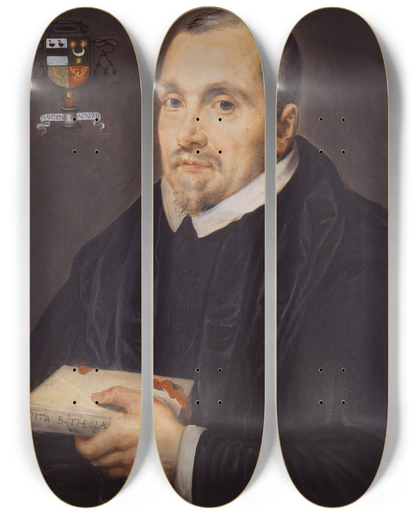 Triptych art skateboard deck of Peter Paul Rubens Portret Van Petrus Pantinus by Peter Paul Rubens (1577-1640)