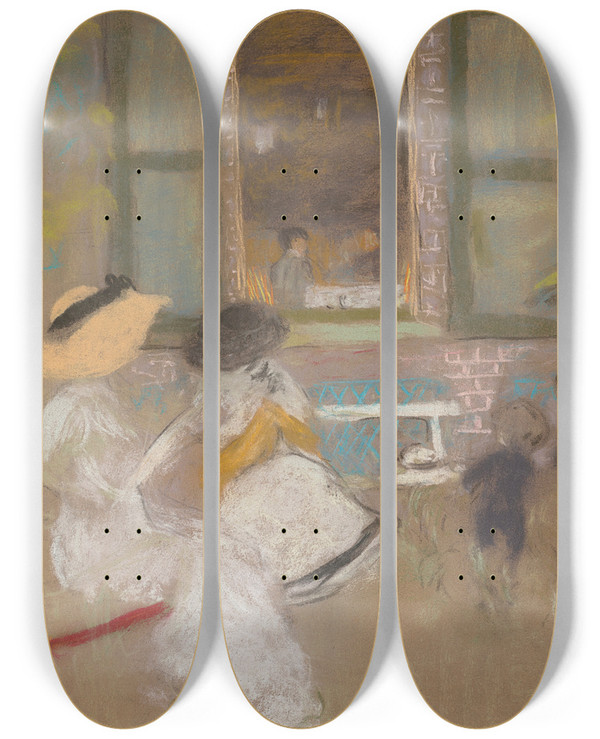Triptych art skateboard deck of Douard Vuillard Devant Les Pavillons by douard Vuillard (1868-1940)