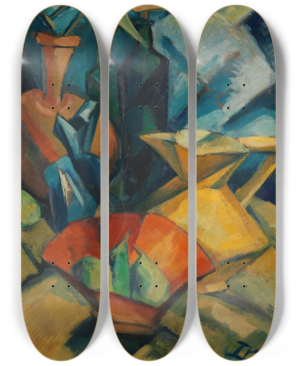 Triptych art skateboard deck of Dorothea Maetzeljohannsen Stillleben Mit Krug by Dorothea Maetzel-Johannsen (1886-1930)