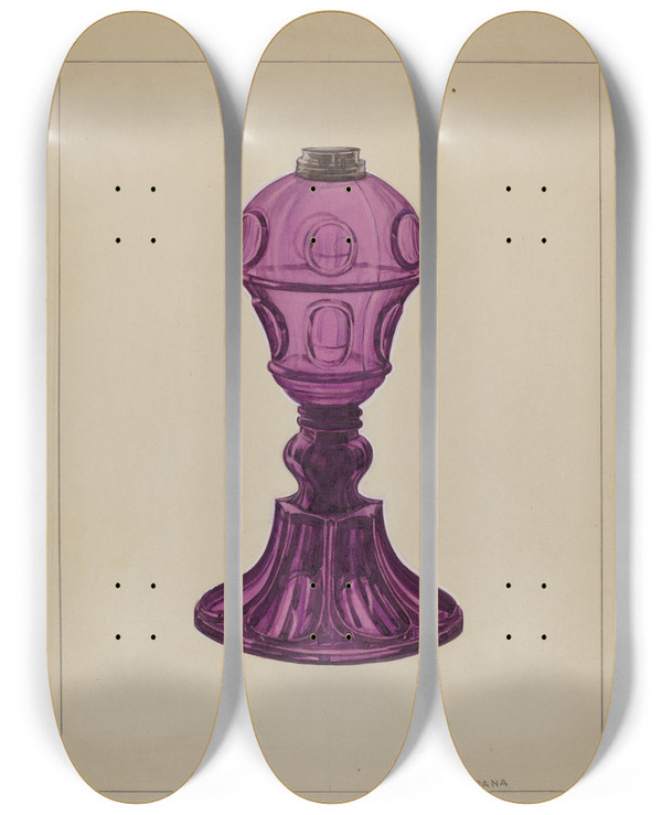 Triptych art skateboard deck of John Dana Lamp_7 by John Dana (1935)