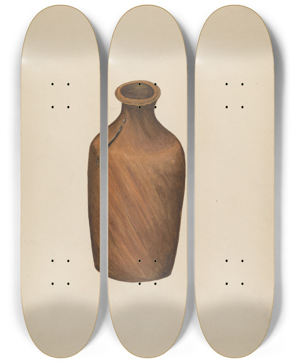 Triptych art skateboard deck of Marie Lutrell Ink Bottle by Marie Lutrell