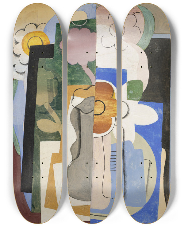 Triptych art skateboard deck of Georges Valmier Vase De Fleurs_2 by Georges Valmier (1885-1937)