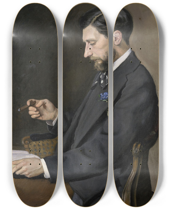 Triptych art skateboard deck of Frdric Bazille Edmond Matre by Frederic Bazille (1841-1870)