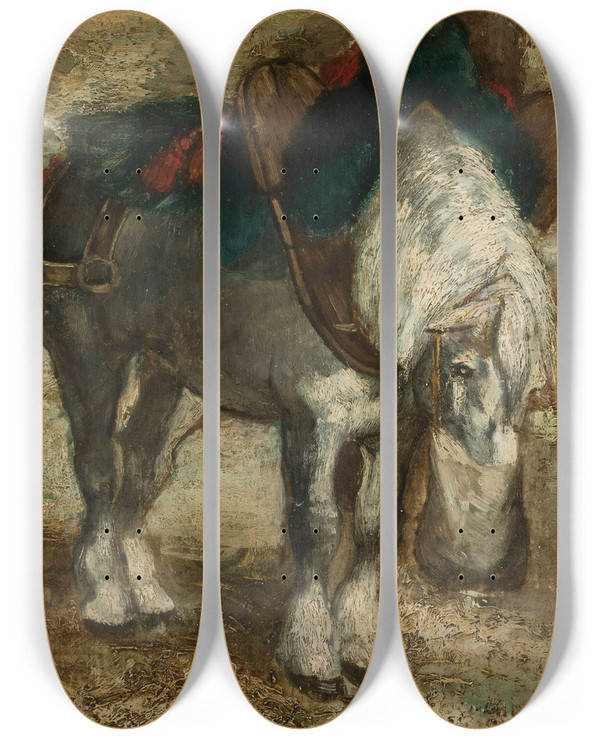 Triptych art skateboard deck of Piotr Michaowski Percheron Harnessed by Piotr Michalowski (1800-1855)