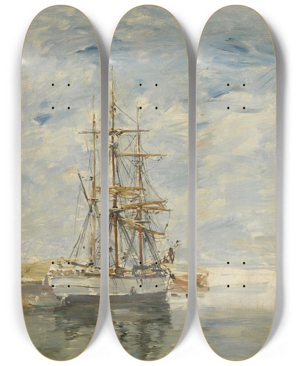 Triptych art skateboard deck of Eugne Boudin Troismats Lancre by Eugene Boudin (1824-1898)